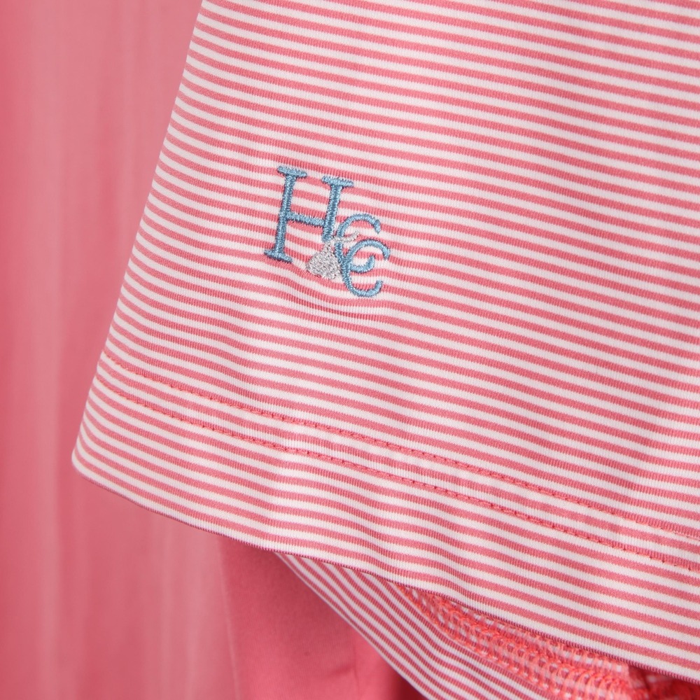 FootJoy Polo Shirt Mens XL Pink Stripe Golf Performance Stretch Hershey CC Logo - Picture 3 of 11